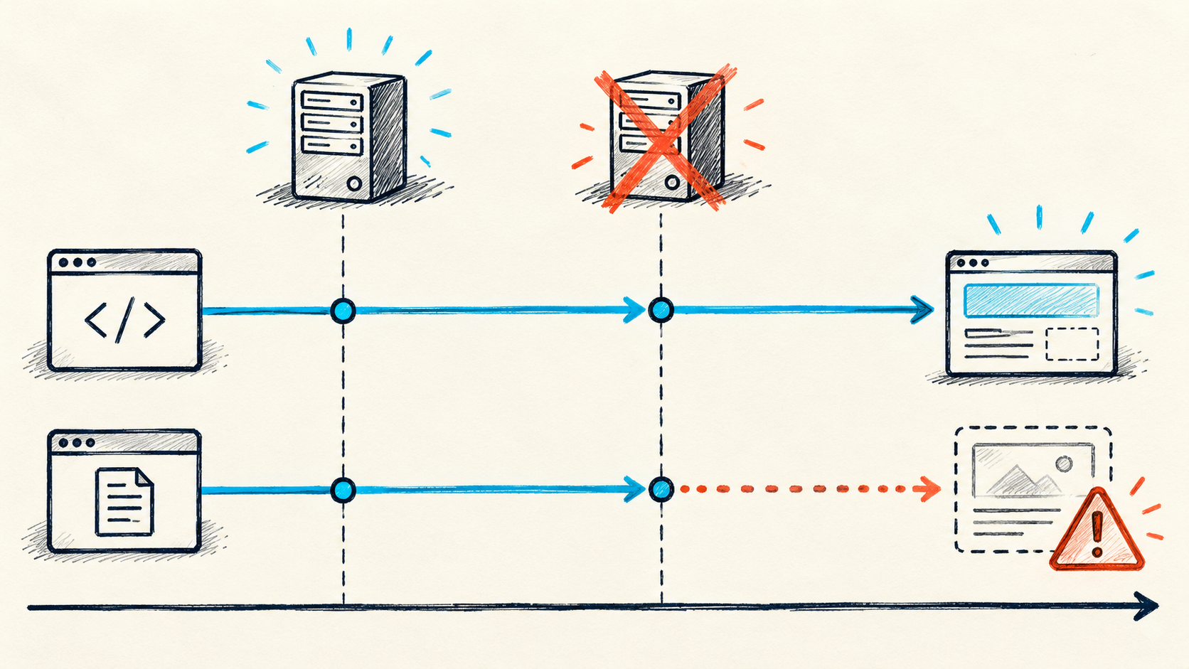 Diagrama de disponibilidade quando o CMS fica indisponível